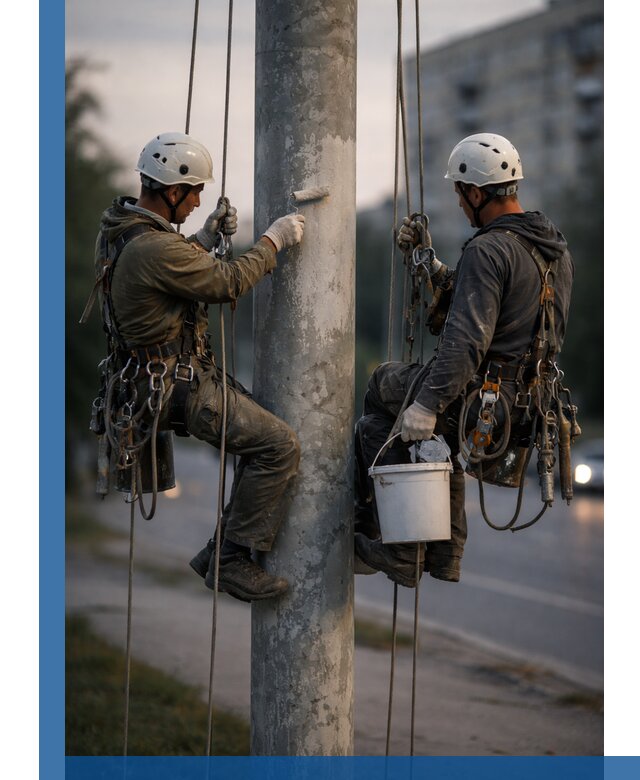 Покраска опор освещения и антикоррозийная защита в Воскресенске