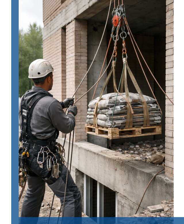 Подъем материалов на этаж веревками в Воскресенске оперативно