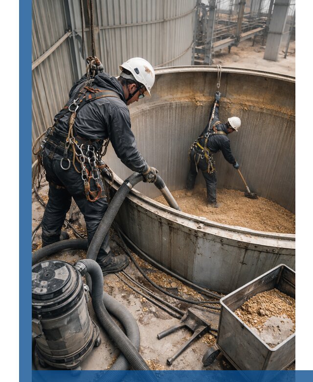 Профессиональная чистка зерновых бункеров в Воскресенске с выездом