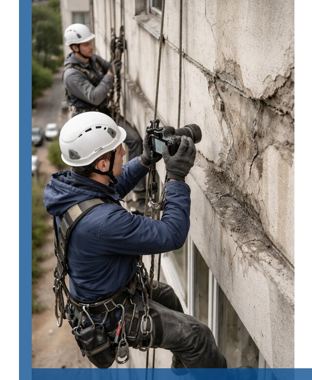 Фотофиксация дефектов фасада с высотной съемкой в Воскресенске