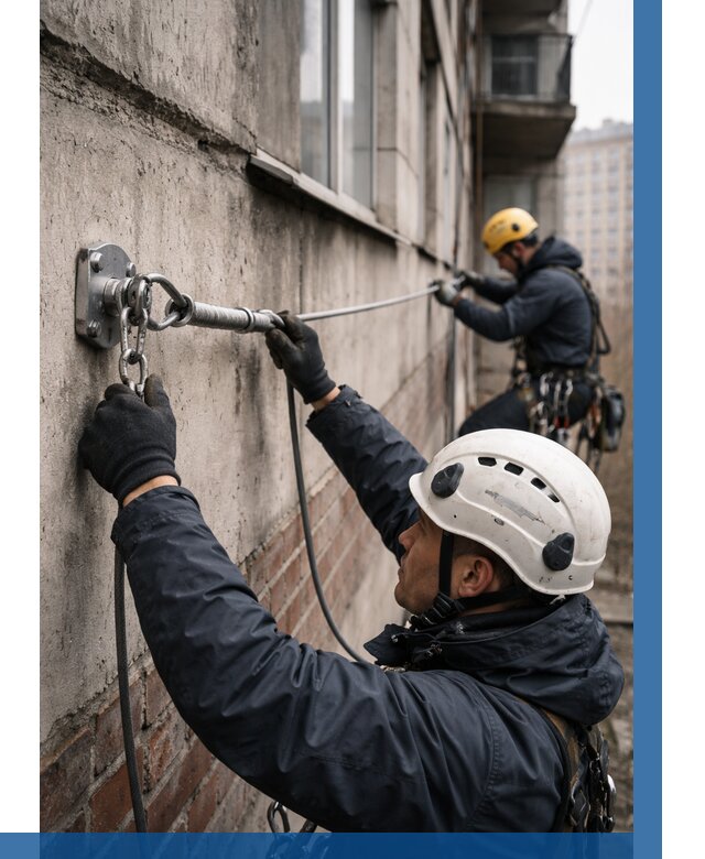 Монтаж анкерных линий в Воскресенске от 3101 р. | ВЫСОТНИК-Вск