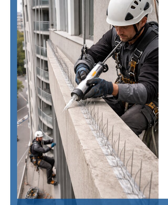 Установка шипов от птиц на фасадах и кровлях в Воскресенске